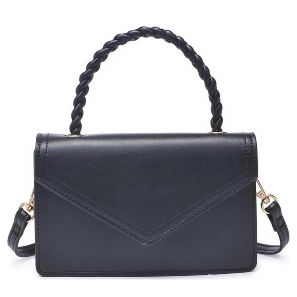 Urban Expressions Black Monique Braided Handle Crossbody Bag